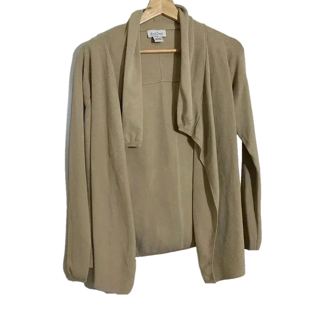 🎈ESQUE women’s  tan open front high and low sweater cardigan size S beige